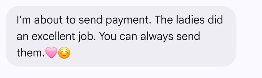 Client feedback: excellent job